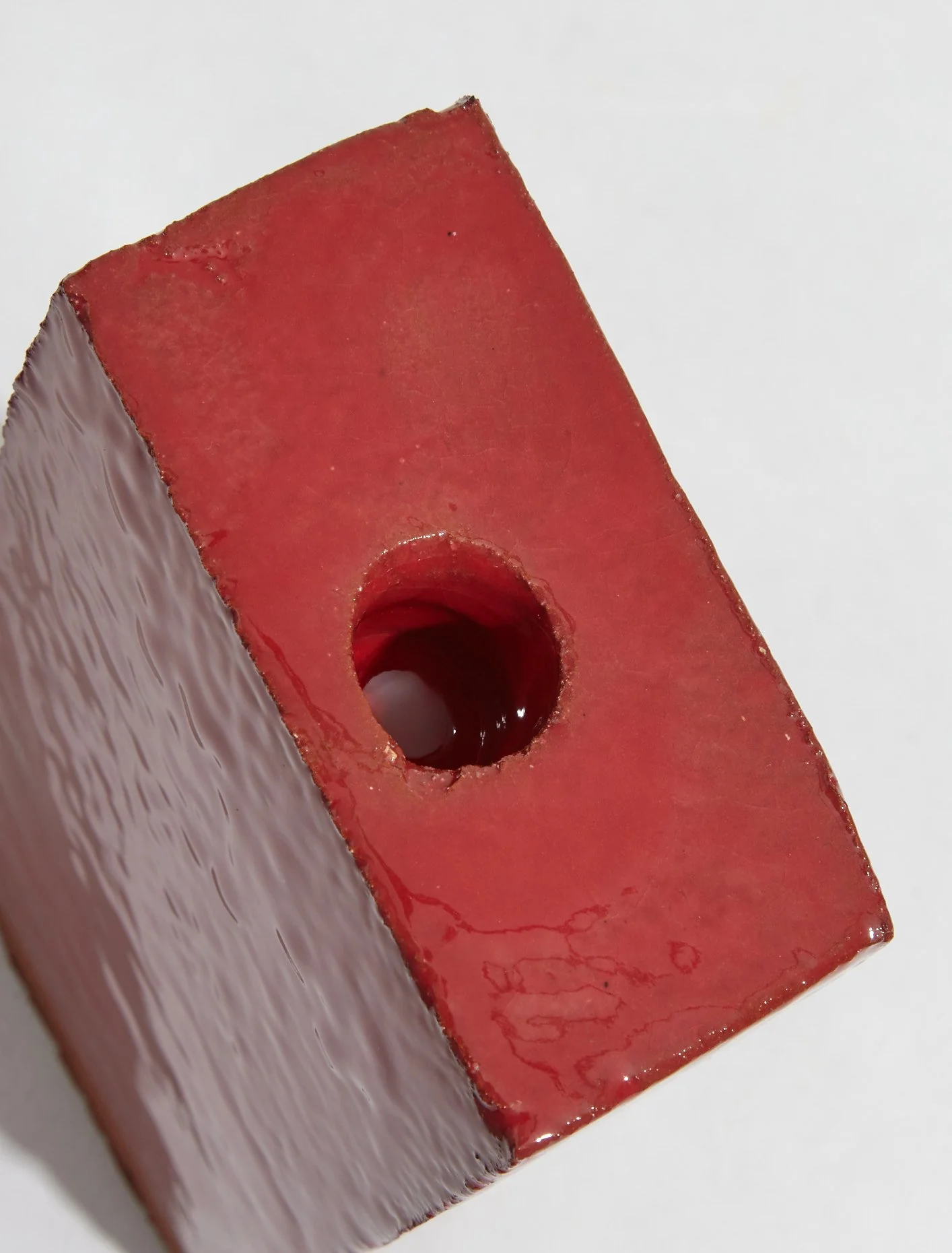 A Single Brick Candle Holder in Red - Image 3