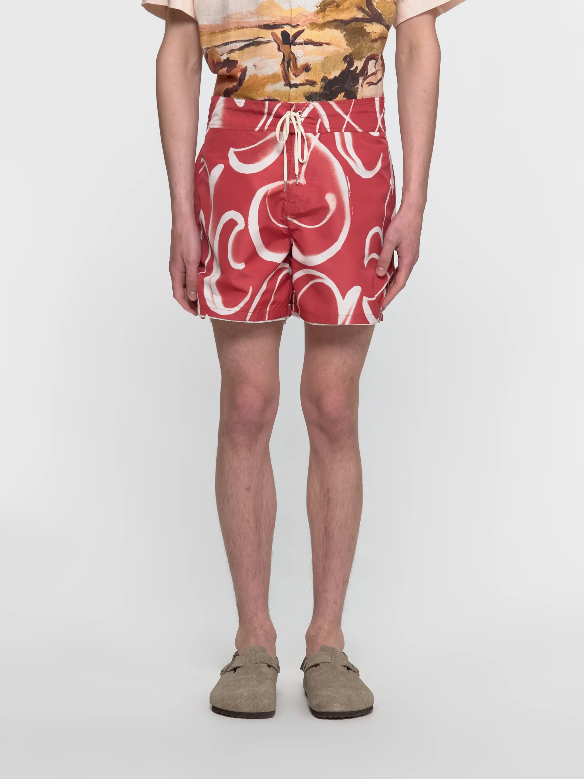 Bernie Printed Boardshorts in Red Monogram - Image 2