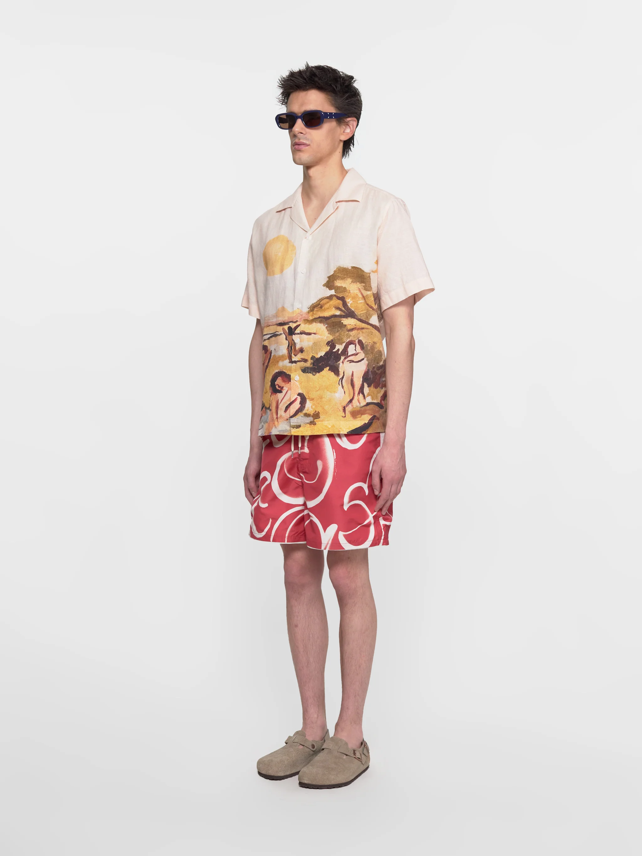 Bernie Printed Boardshorts in Red Monogram - Image 4