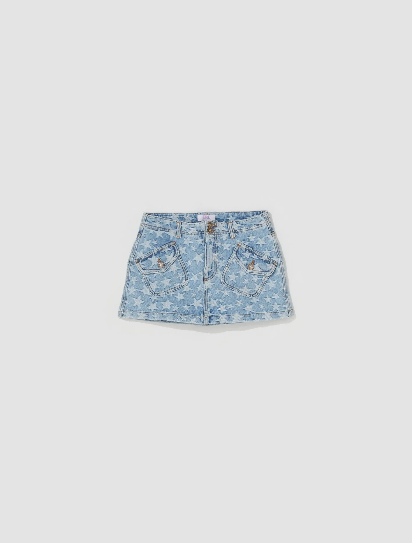 Denim Jacquard Short Skirt in Light Blue