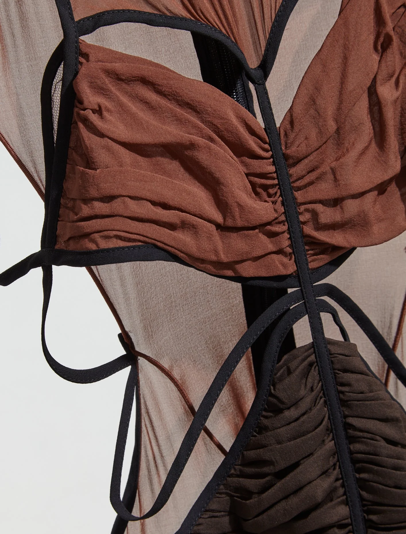 Draped Bra Cut-Out Mini Dress in Chestnut - Image 2