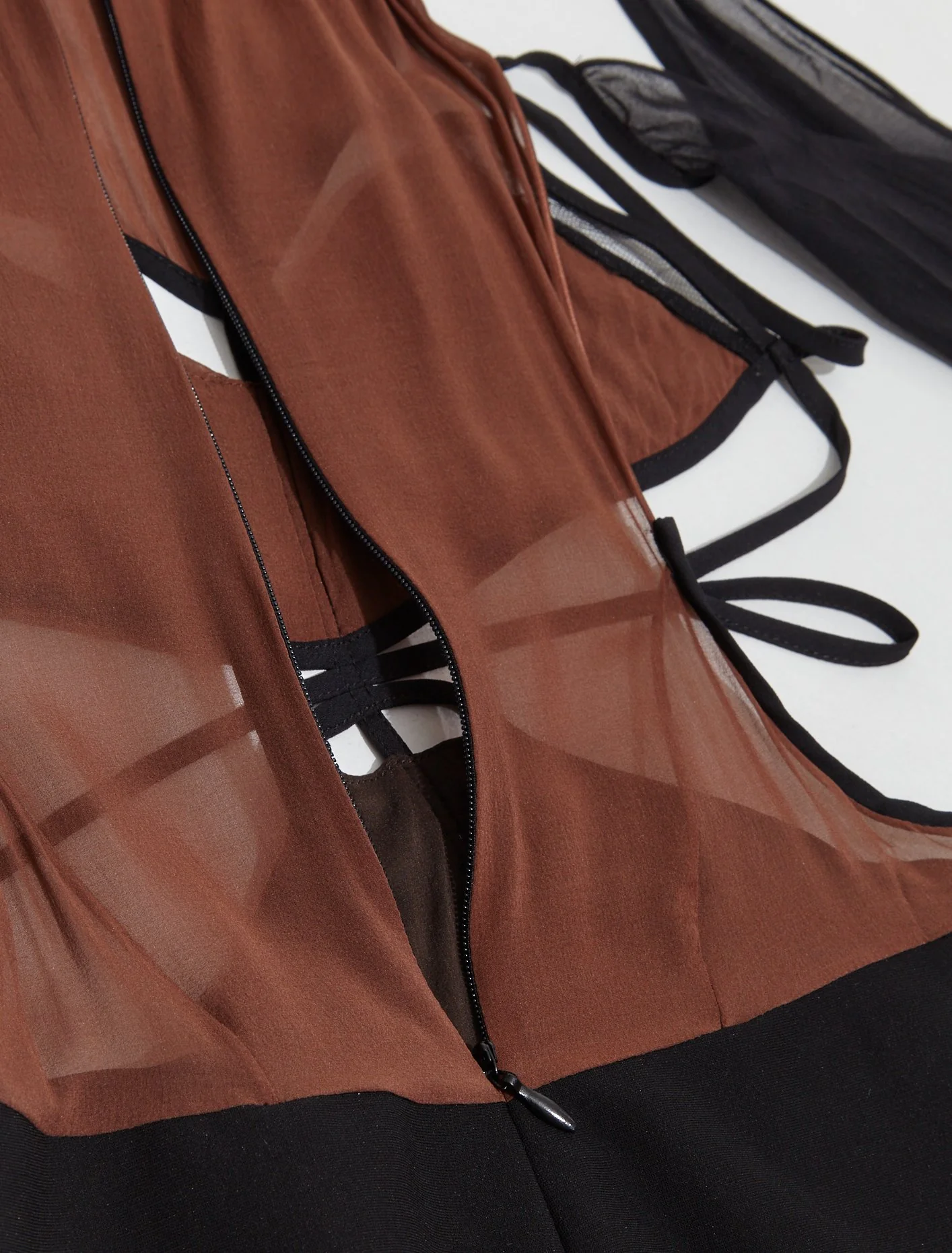Draped Bra Cut-Out Mini Dress in Chestnut - Image 3
