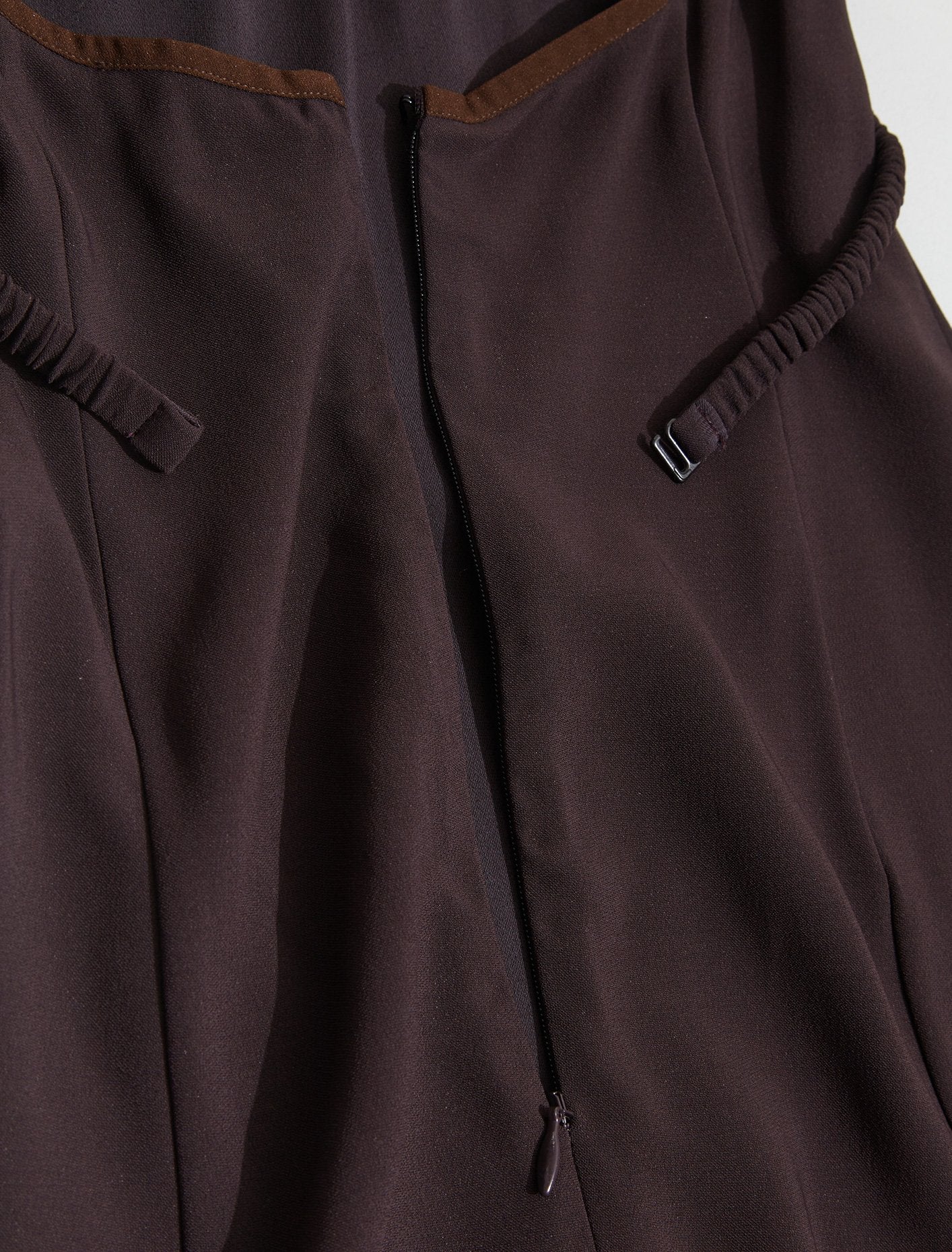 Draped Double Bra Mini Dress in Chocolate - Image 3