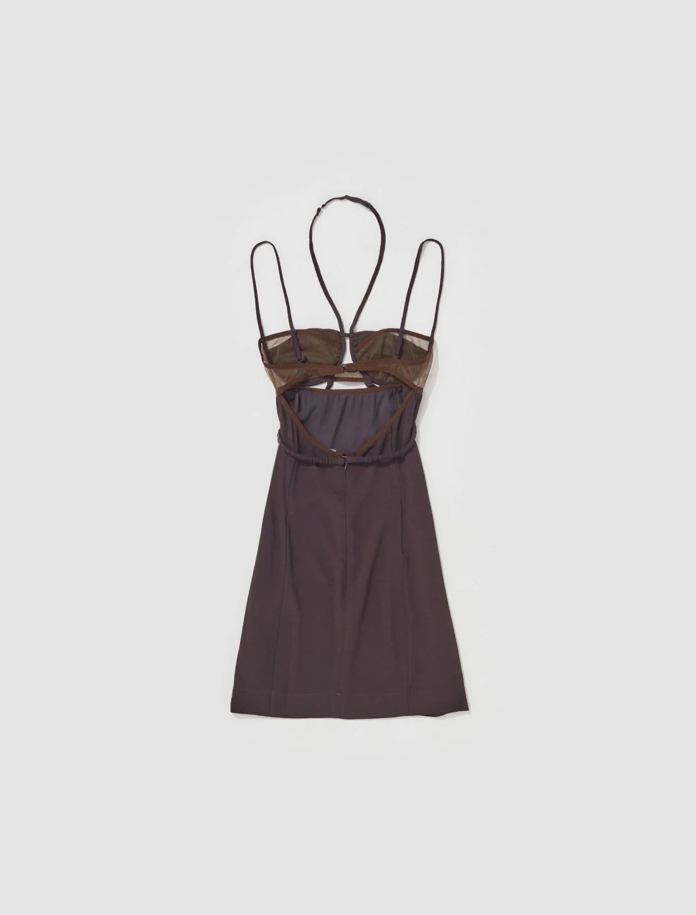 Draped Double Bra Mini Dress in Chocolate - Image 4