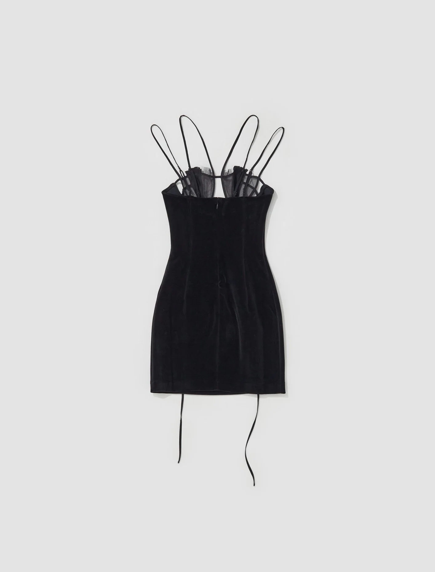 Flower Draped Bra Mini Dress in Black - Image 4