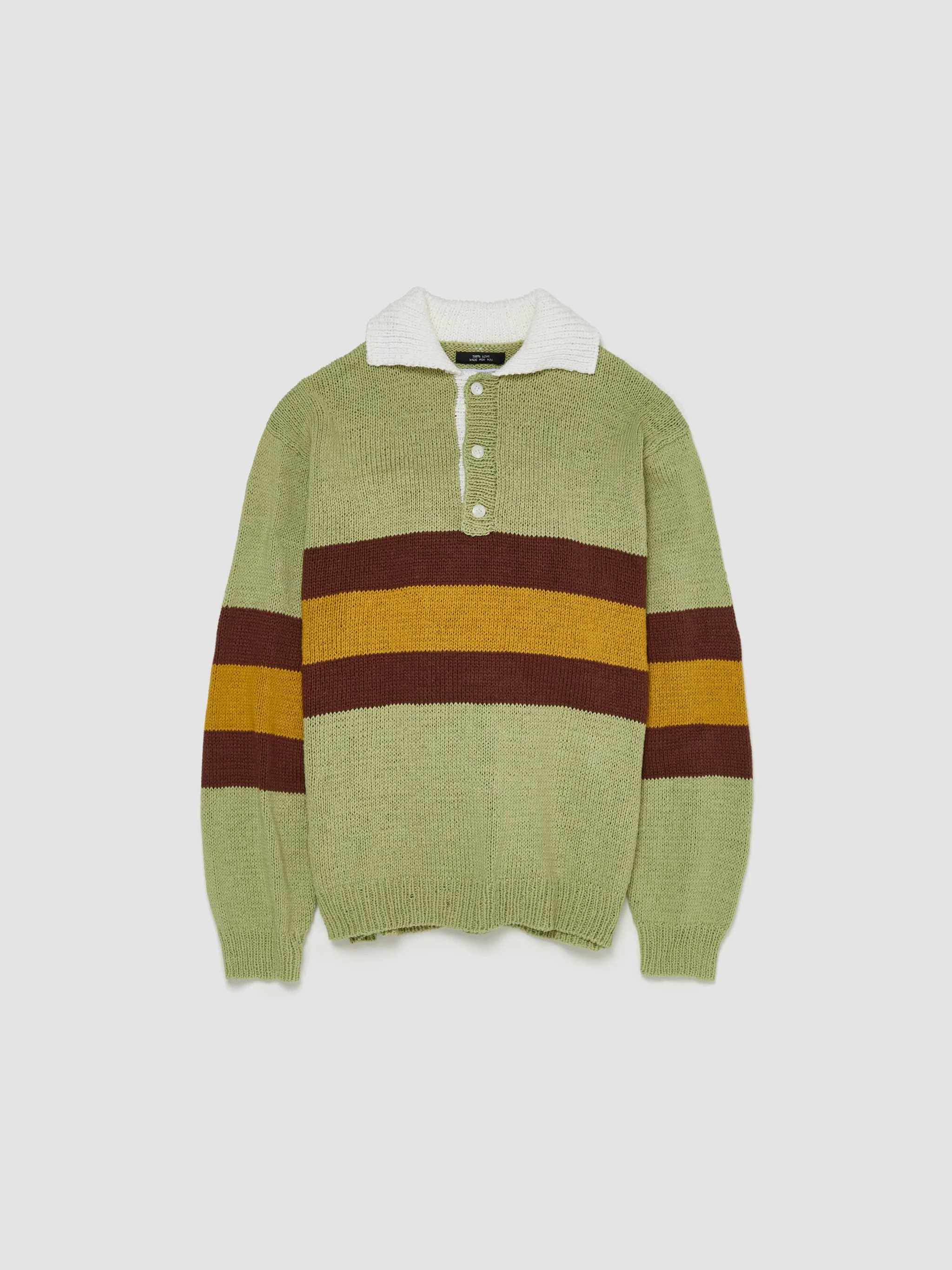 Hand Knitting Rugby Sweater in Tea Green