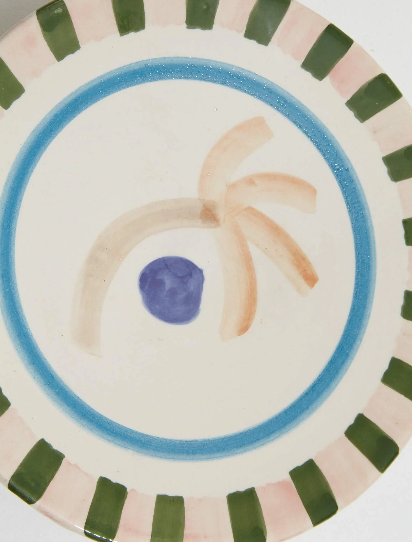 Handpainted Plate "A la Plage Blue Bamboo" - Image 3