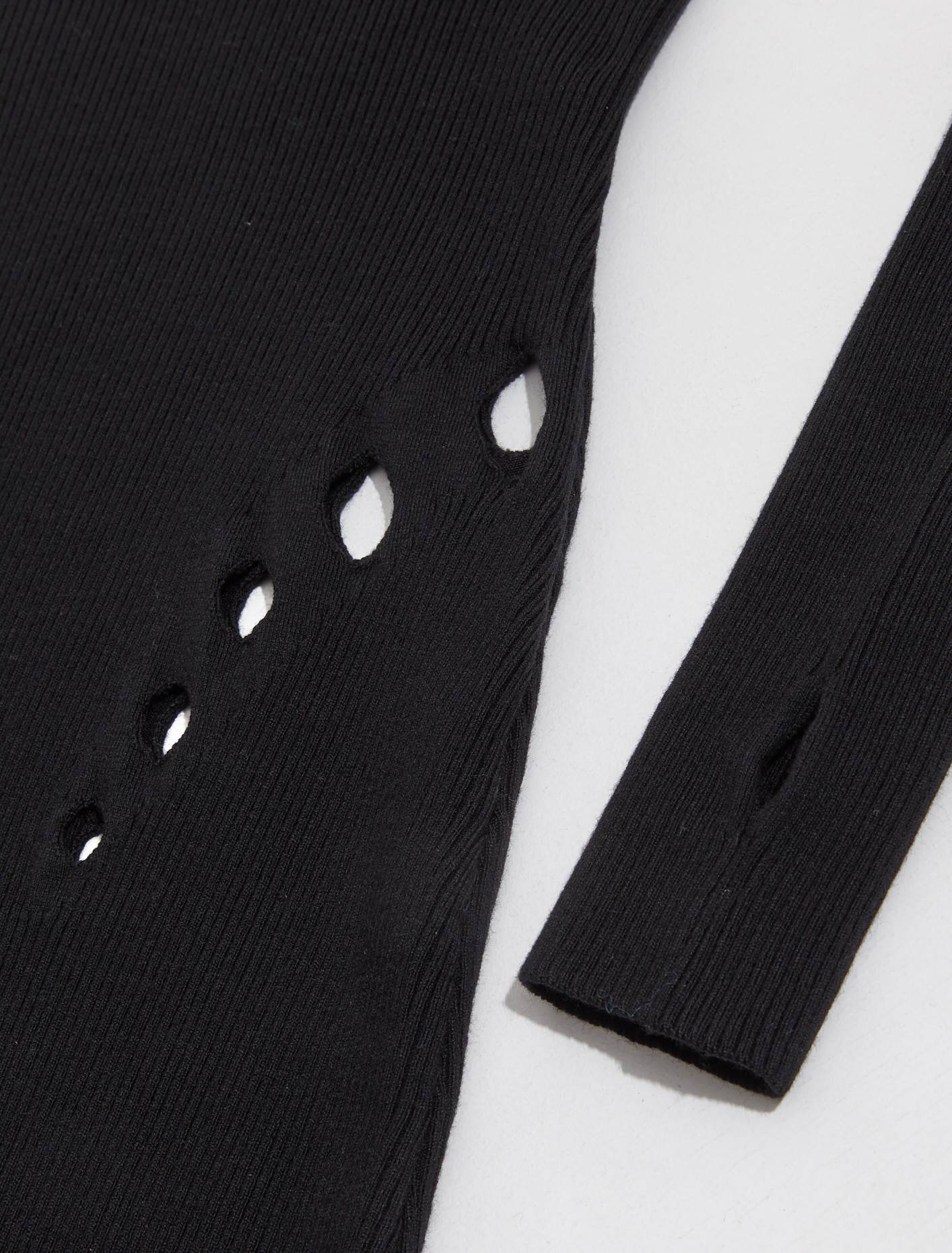 High Neck Dress with Perforated Details in Black - Image 3