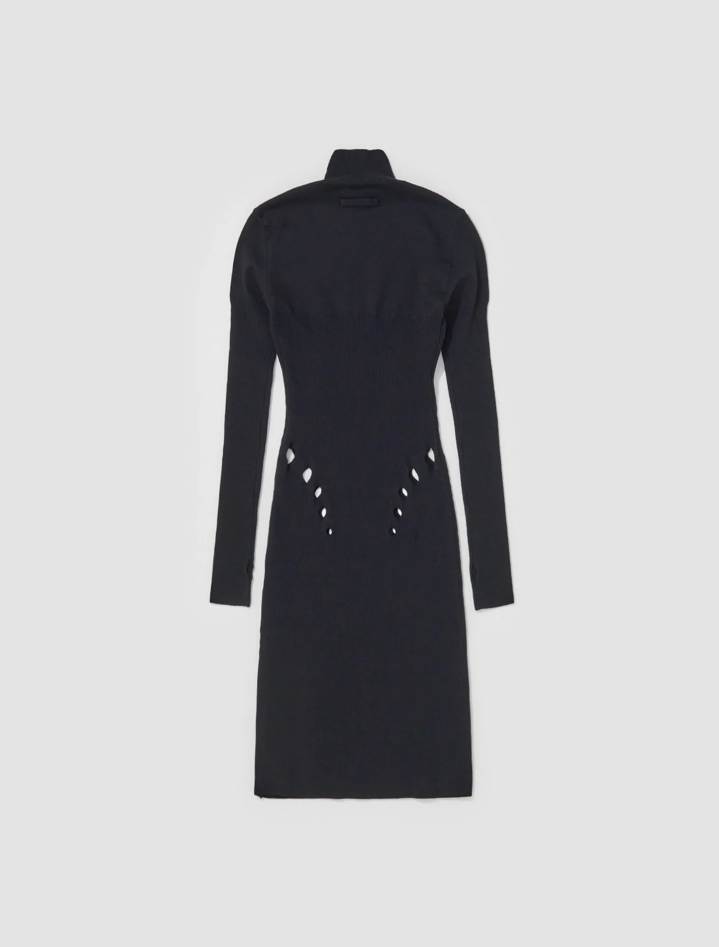 High Neck Dress with Perforated Details in Black - Image 4