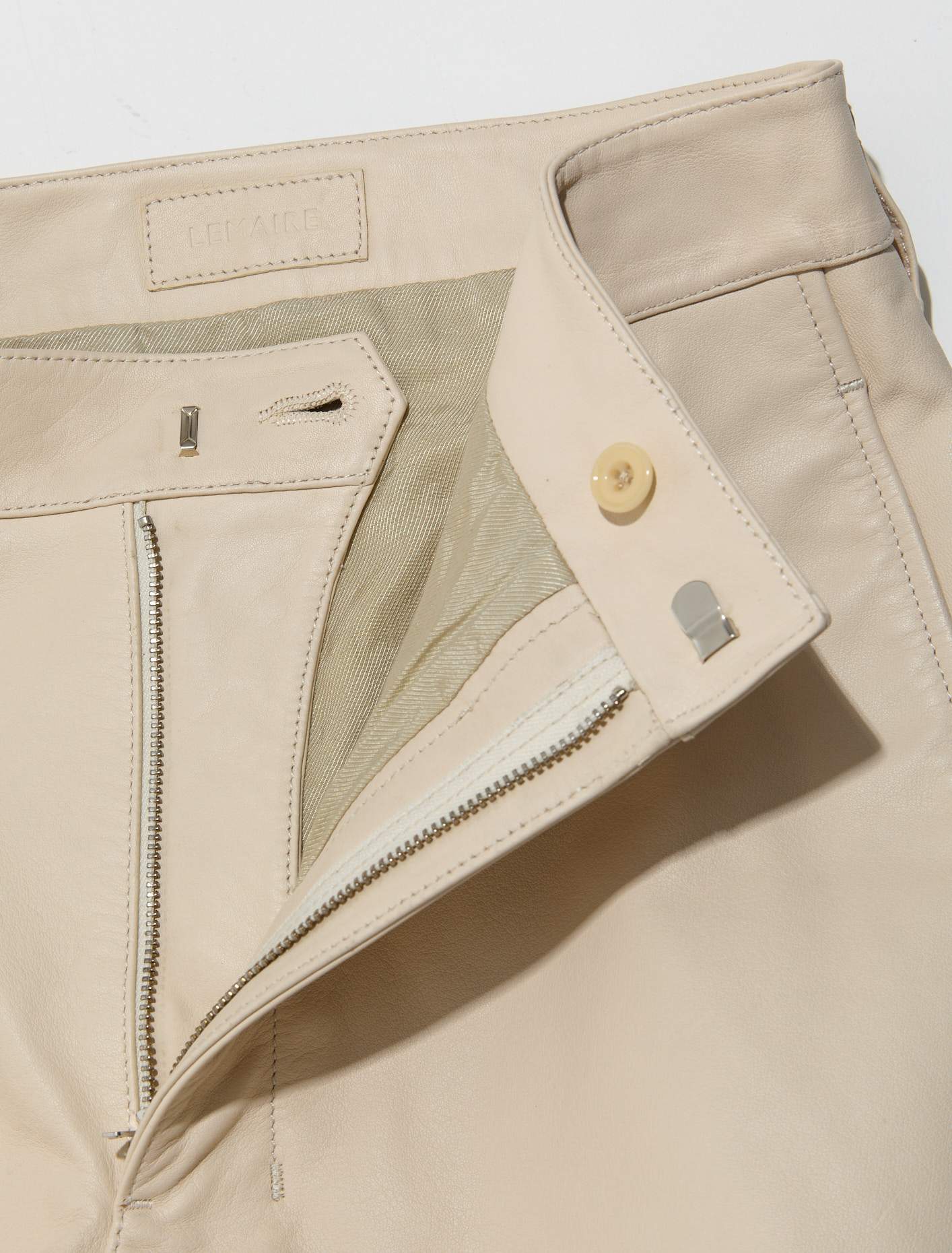 Leather Shorts in Off White - Image 2