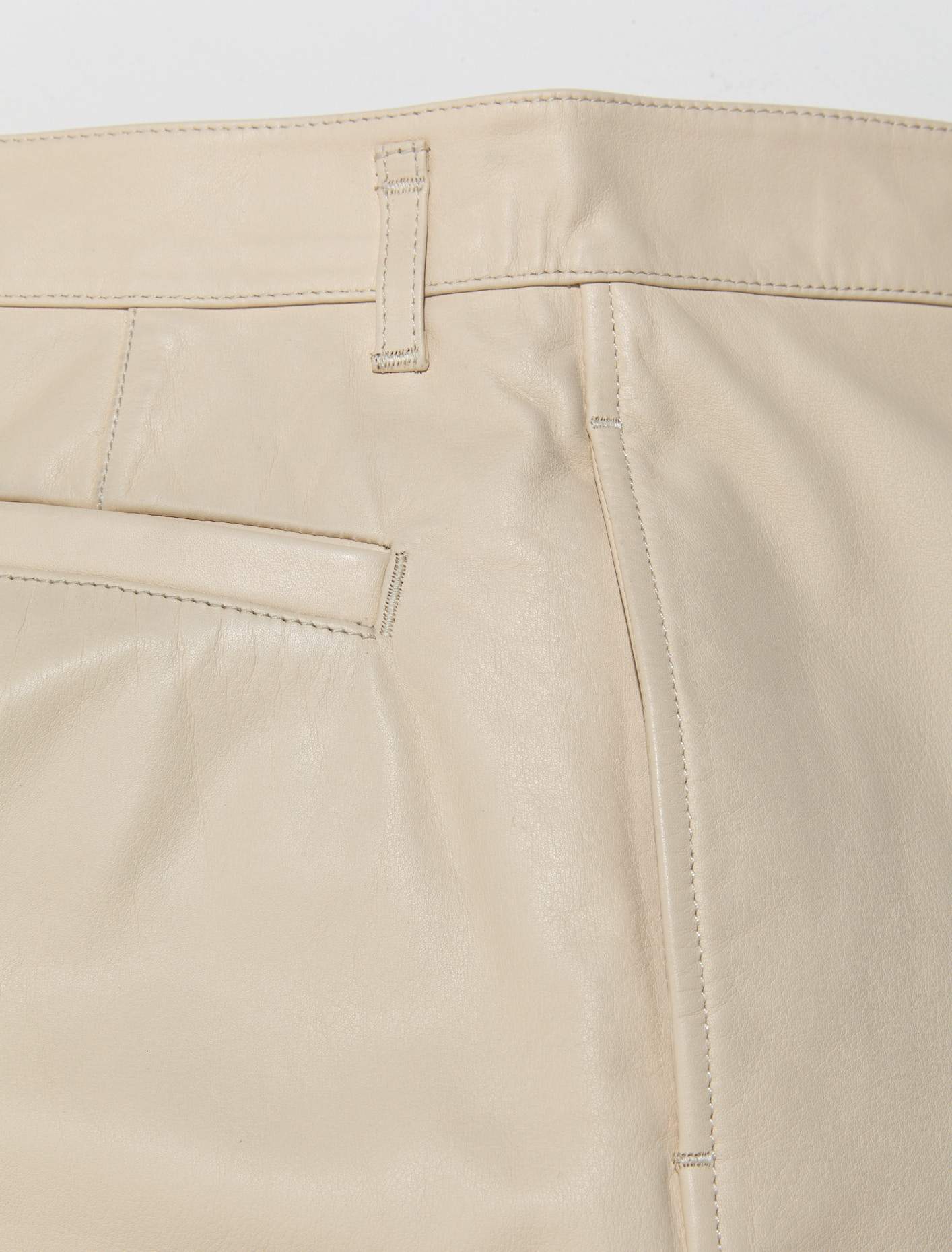 Leather Shorts in Off White - Image 3