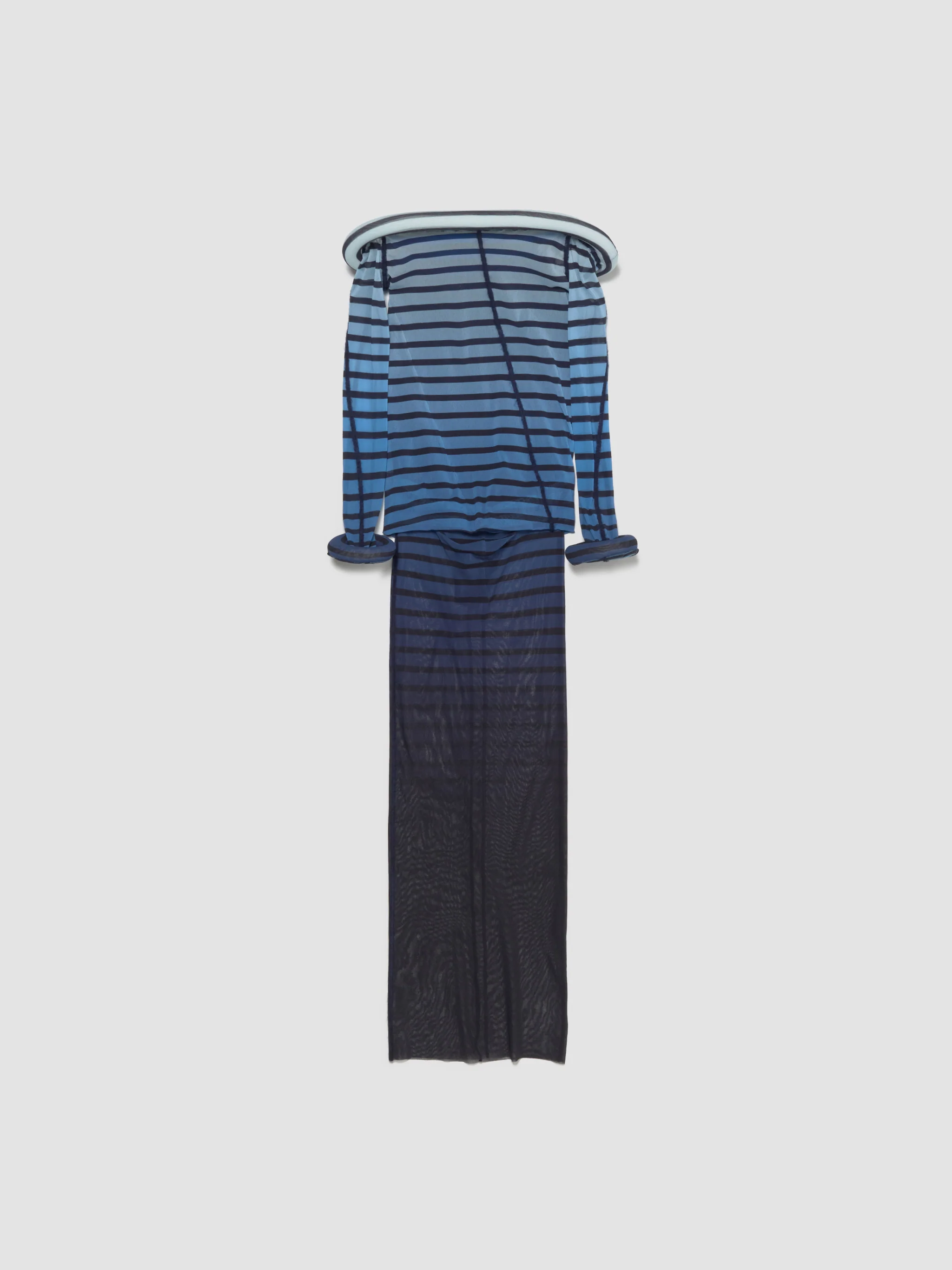 Long Dress with 3D Collar and Cuff in Navy