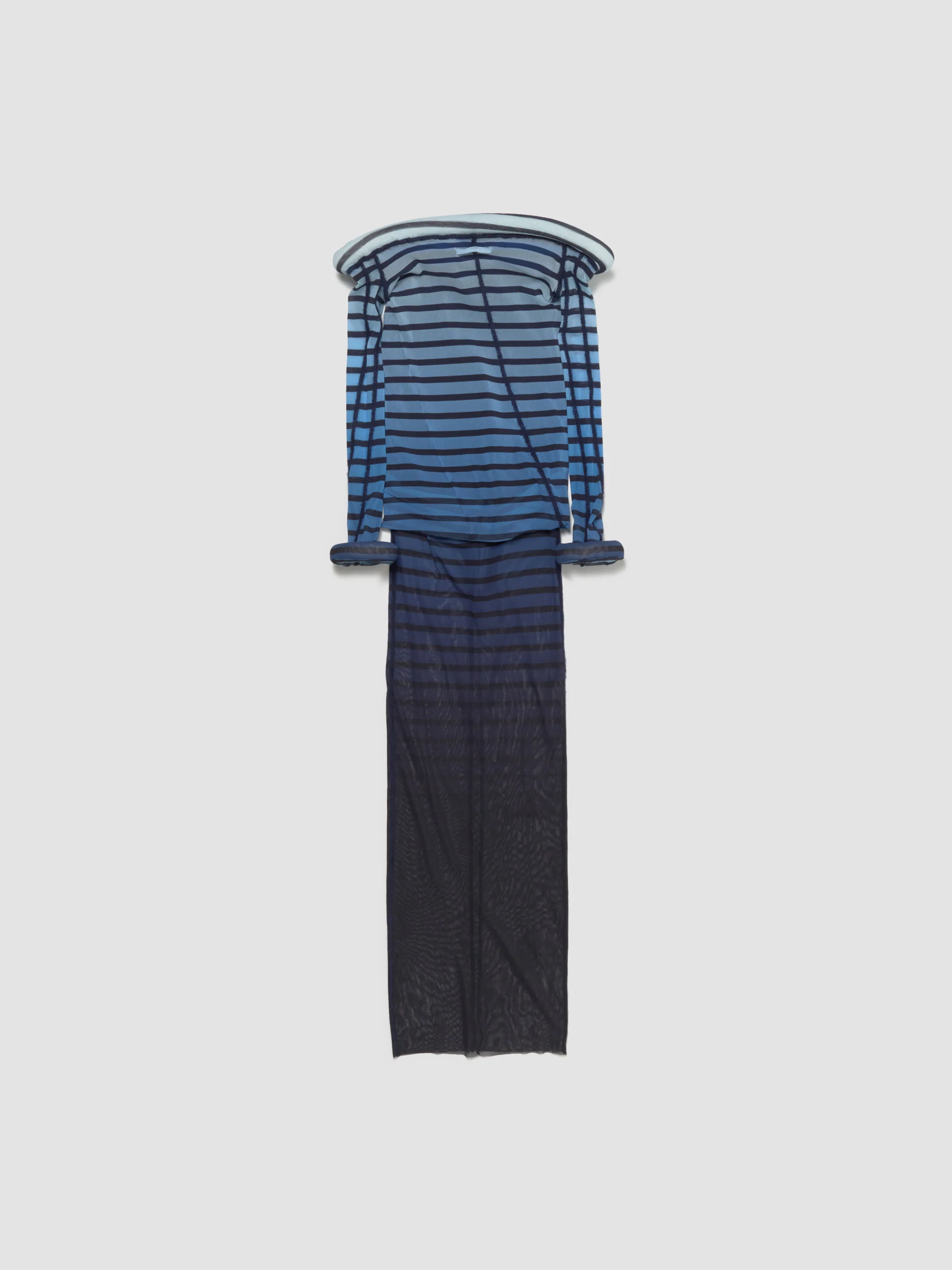 Long Dress with 3D Collar and Cuff in Navy - Image 7