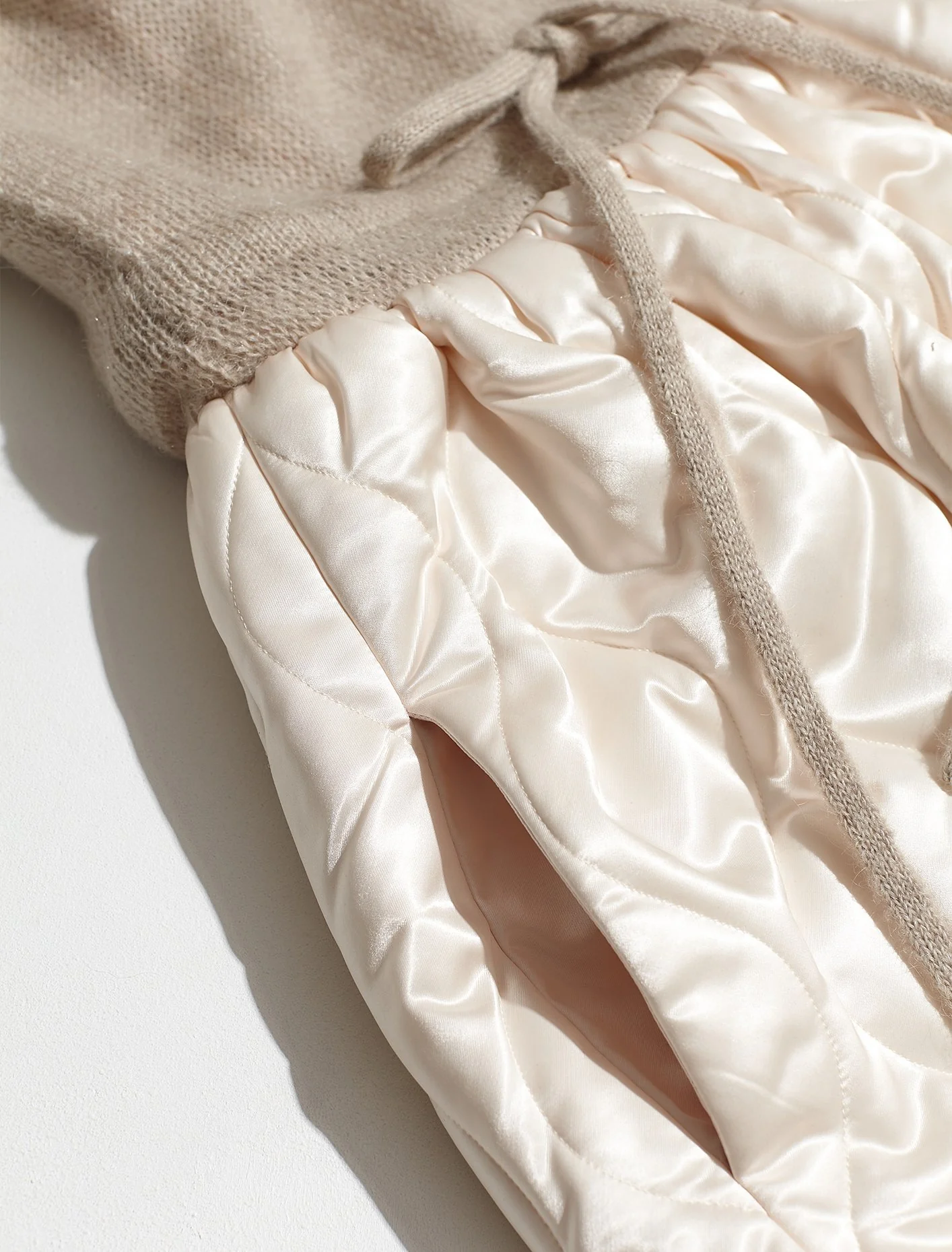 Long Sleeved Nylon and Mohair Dress in Cammeo - Image 2