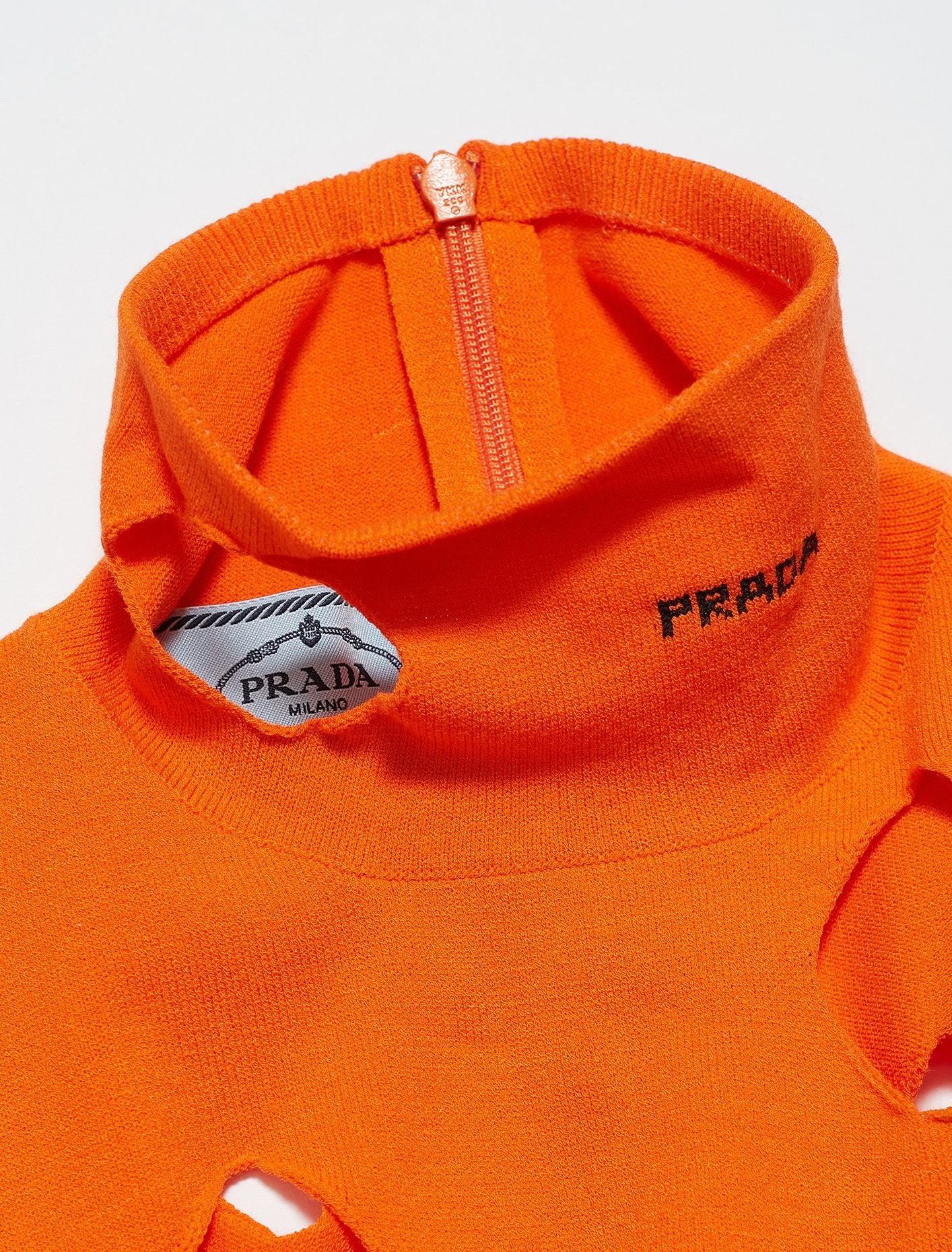 Openwork Viscose Turtleneck Top in Orange - Image 2