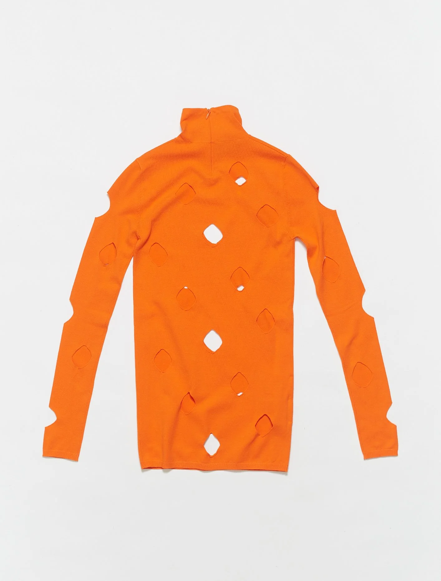 Openwork Viscose Turtleneck Top in Orange - Image 4