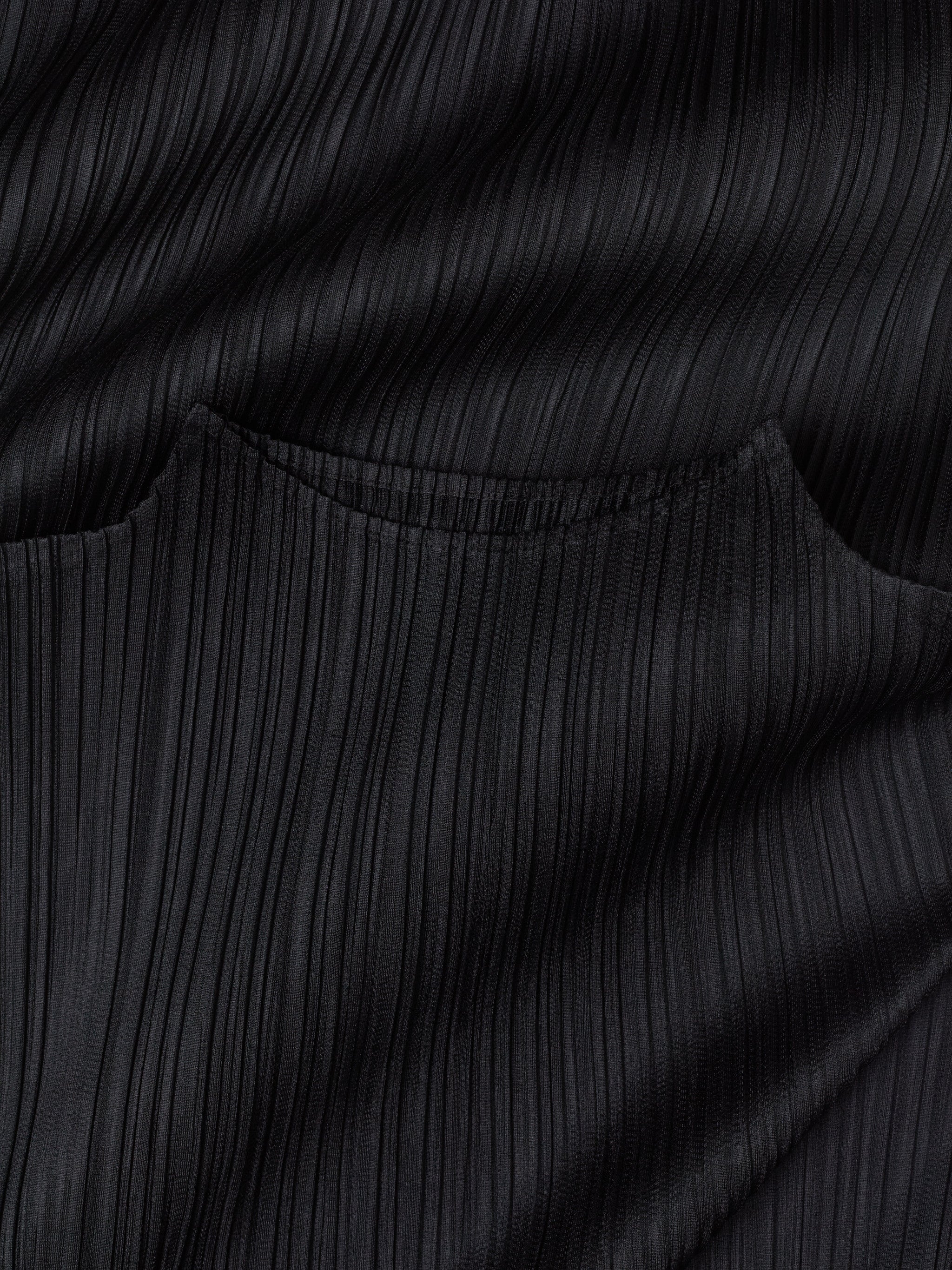 Pleated Long Sleeved Dress in Black - Image 2