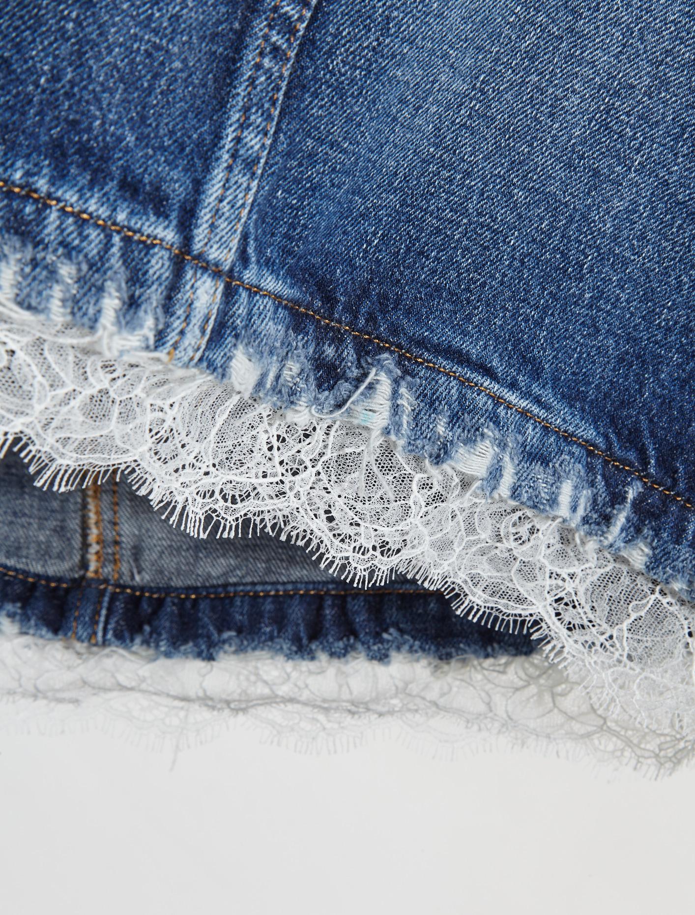 Ron Skirt with Lace Trimmings in Denim Blue - Image 4