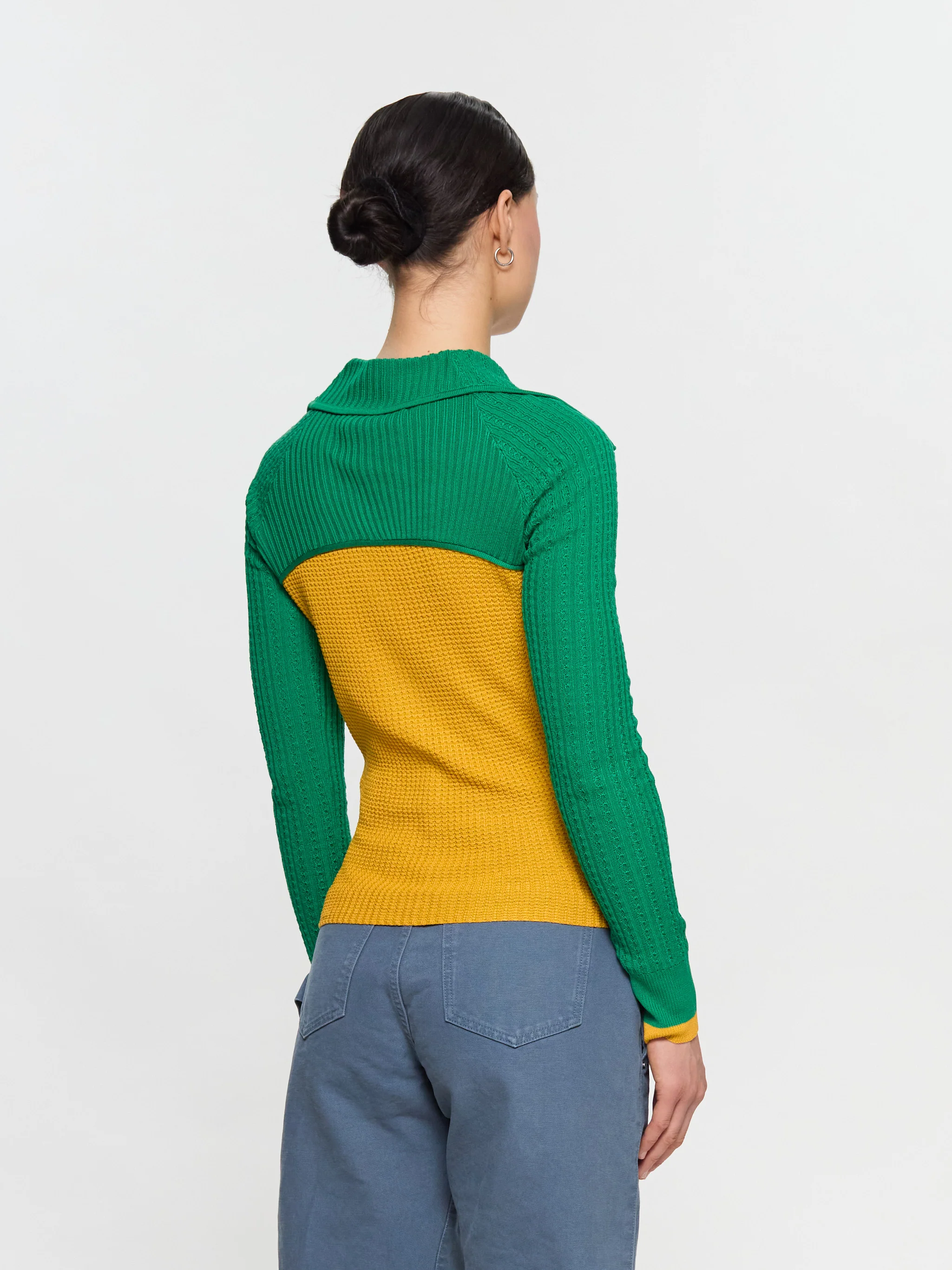 Rover Knit Cardigan in Sunflower Yellow & Green - Image 3