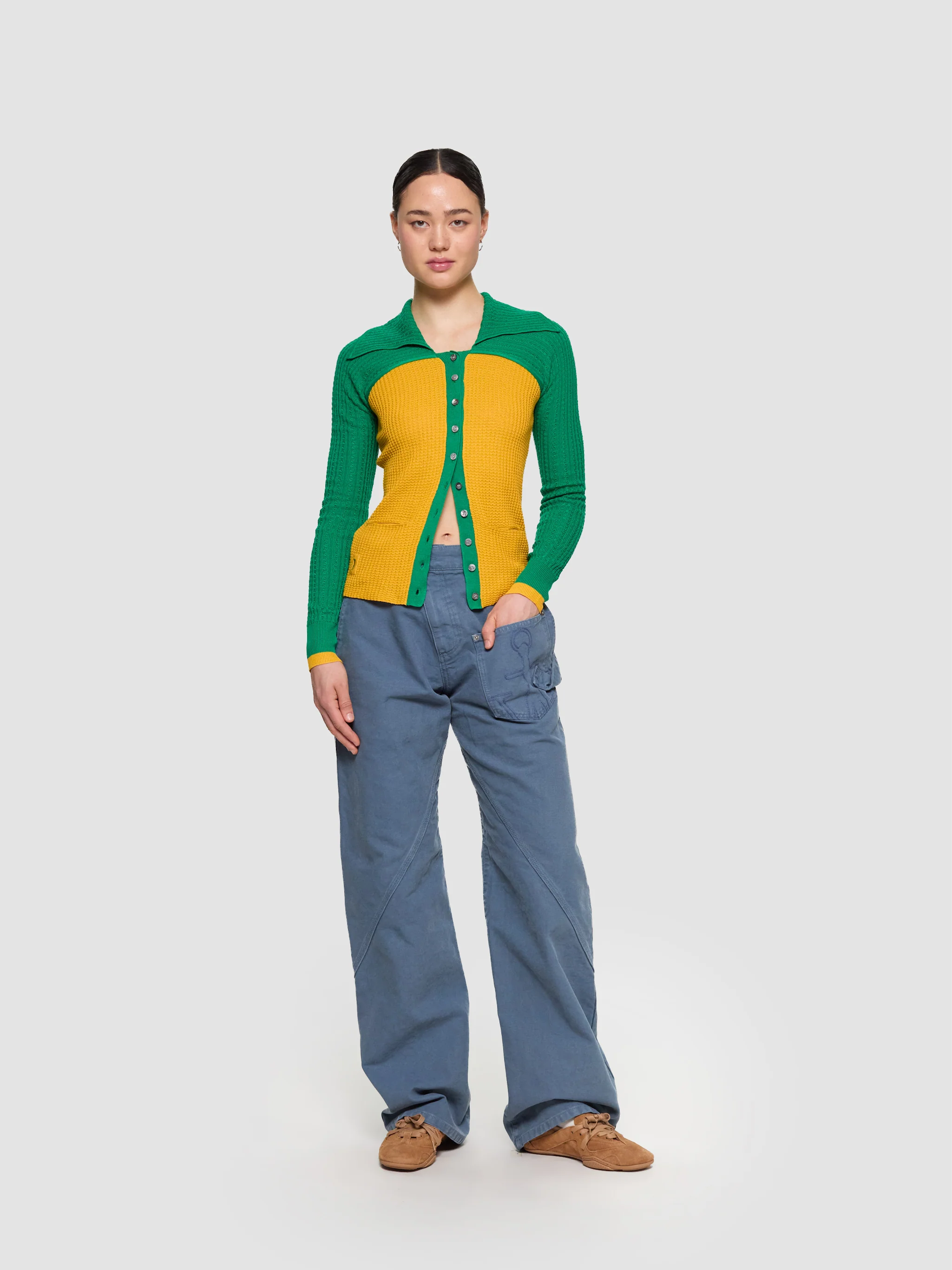 Rover Knit Cardigan in Sunflower Yellow & Green - Image 4