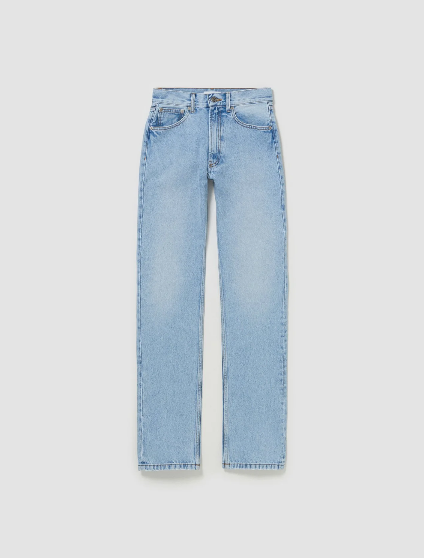 Screen Printed Logo Denim Pants in Light Blue