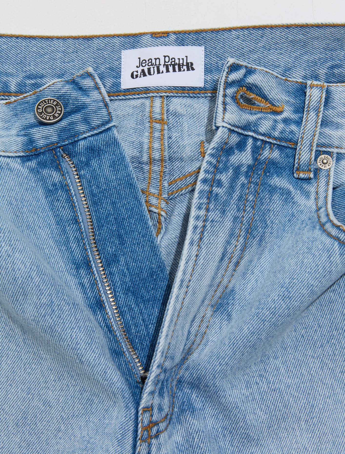 Screen Printed Logo Denim Pants in Light Blue - Image 2