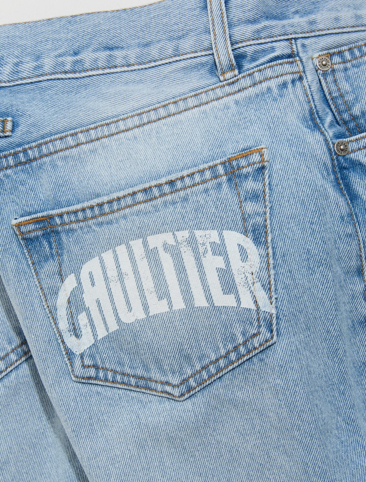 Screen Printed Logo Denim Pants in Light Blue - Image 3
