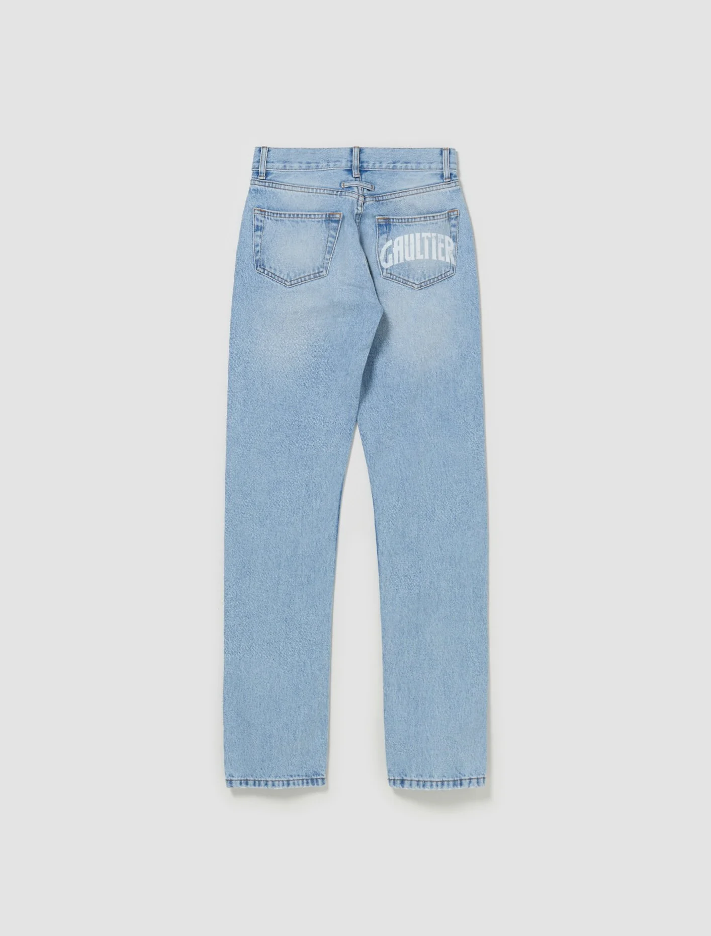 Screen Printed Logo Denim Pants in Light Blue - Image 4