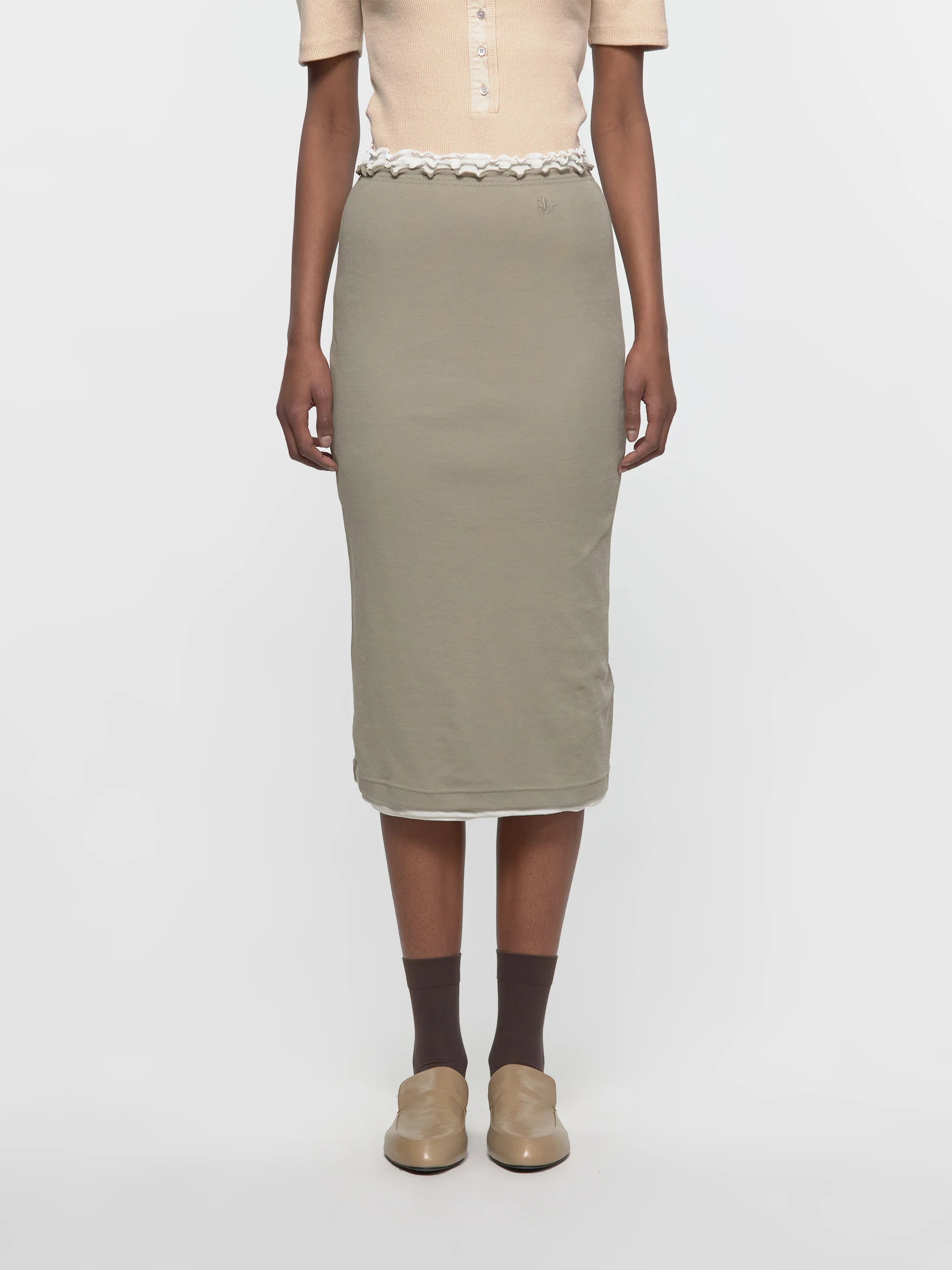 Set of Three Midi Skirts in Olive - Image 2