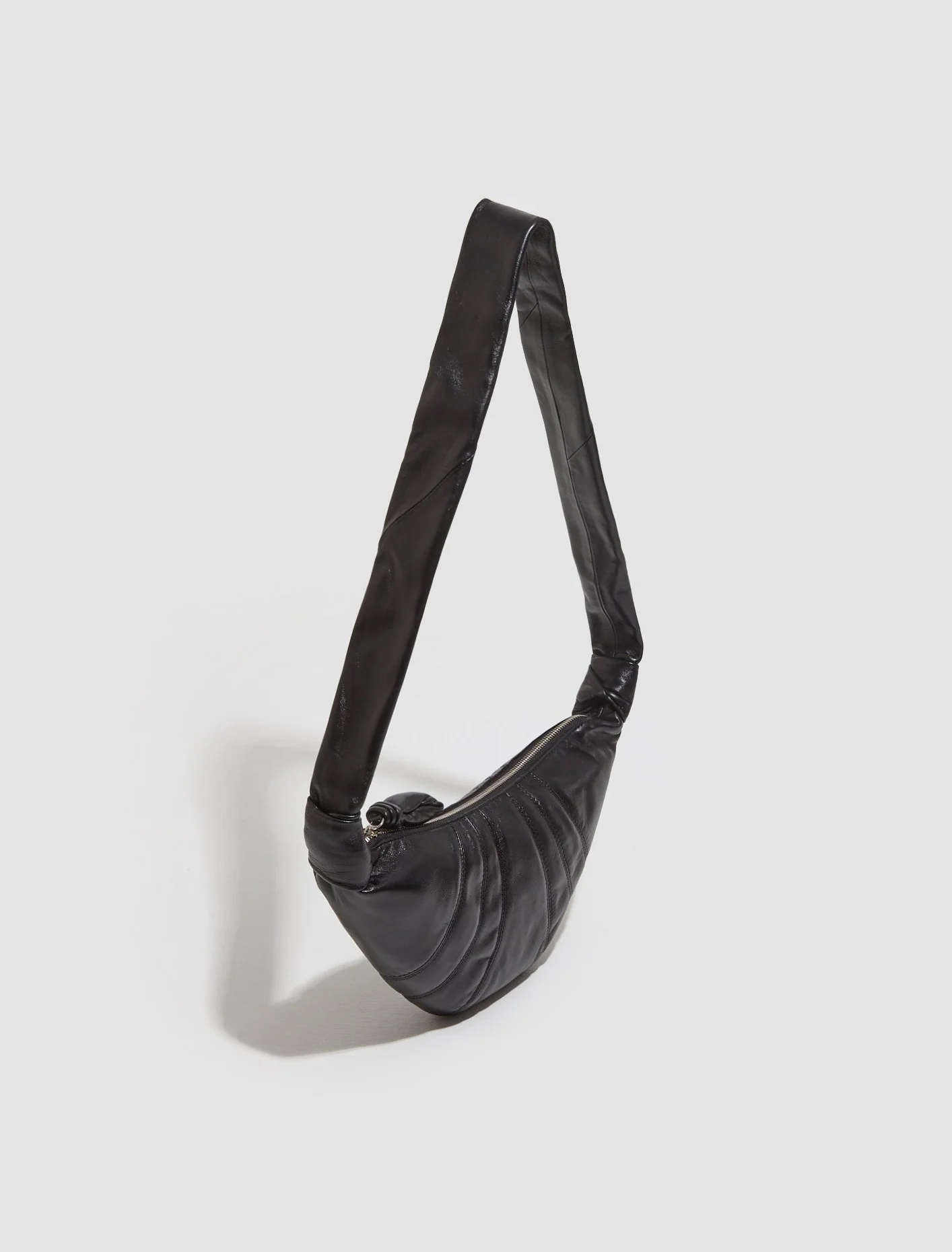 Small Nappa Leather Croissant Bag in Black - Image 2