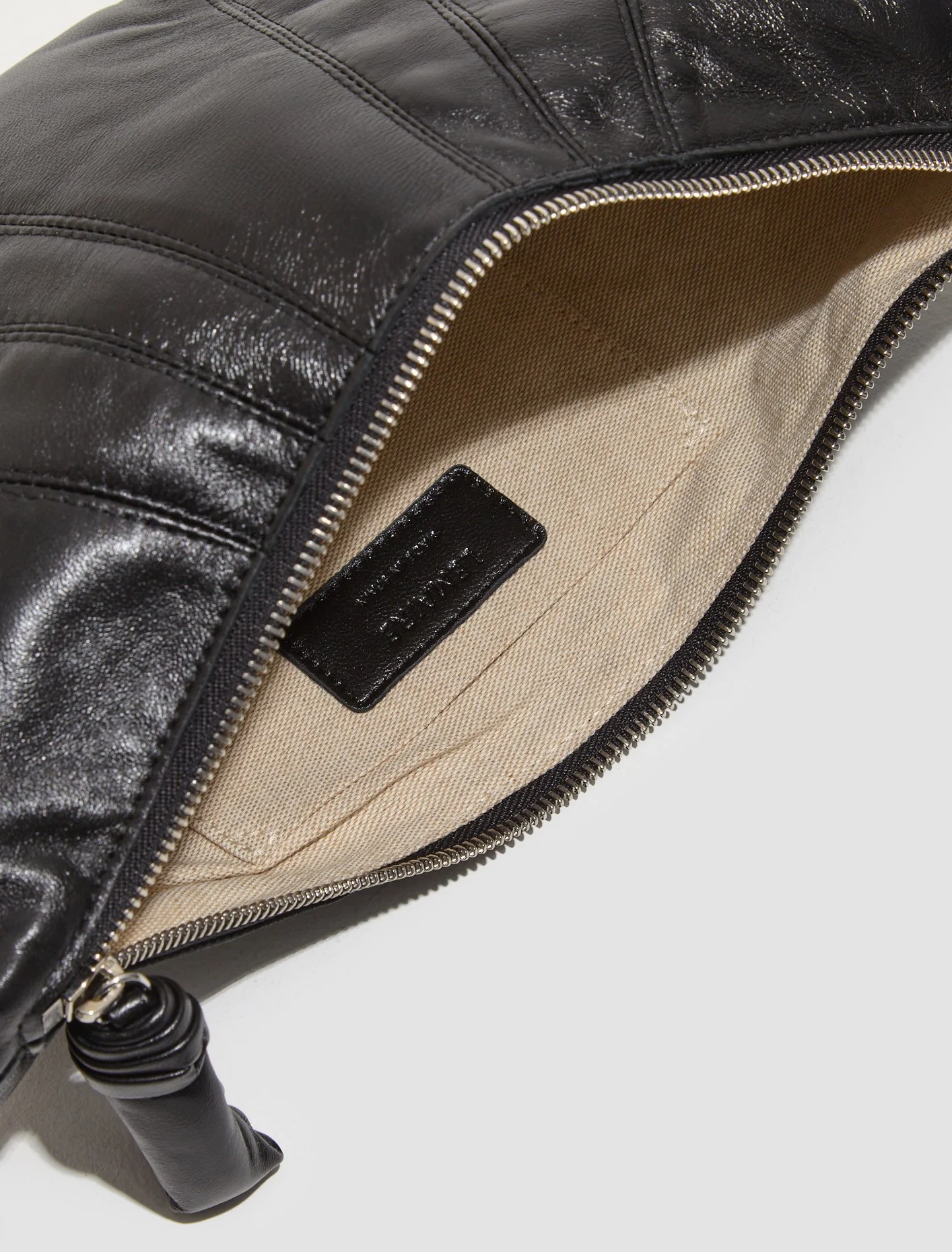 Small Nappa Leather Croissant Bag in Black - Image 3