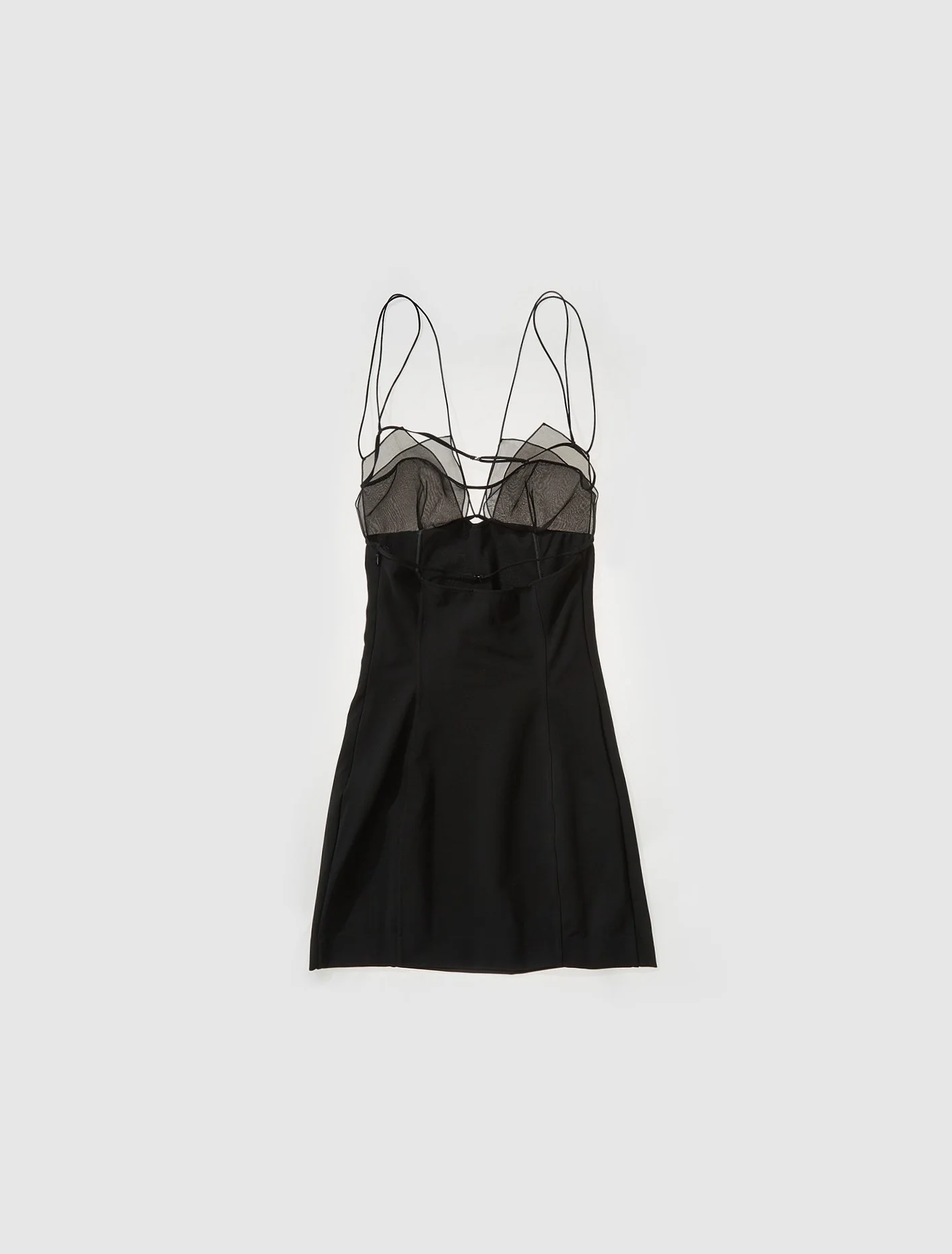 Triple Organza Bra Fitted Mini Dress in Black & Chestnut - Image 4